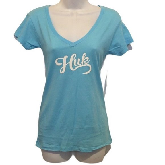 Huk Tops - XS Women's Huk Blue V-Neck Shirt, NEW